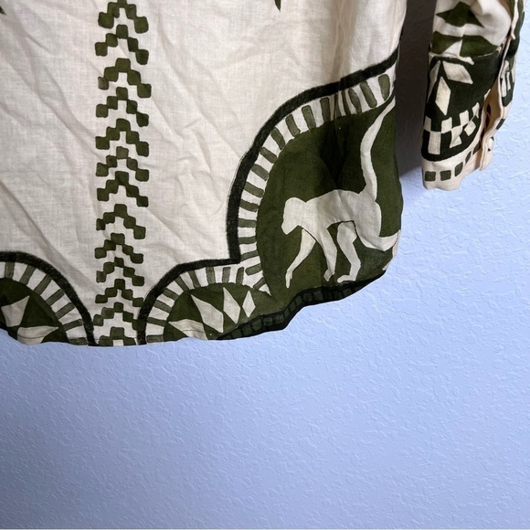 Eugenia Fernández Anthropologie Top Women Medium Safari Rahid Shirt Linen monkey - Picture 12 of 14